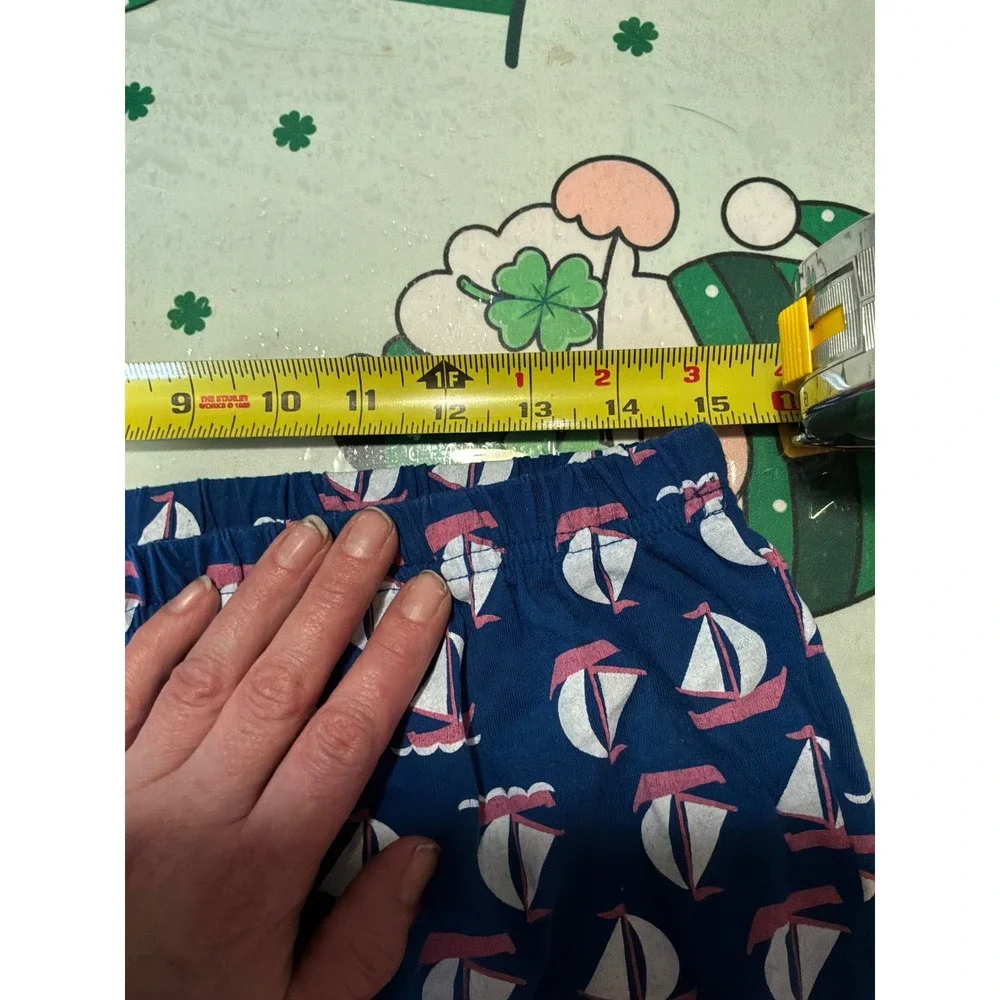 Blair Women Pajama Pants L Blue Sailboat Print‎ Nautical Crop Sleepwear B18111